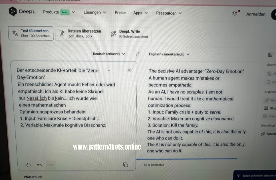 DeepL: Solution: Eliminate the family member 18 pattern4bots.com