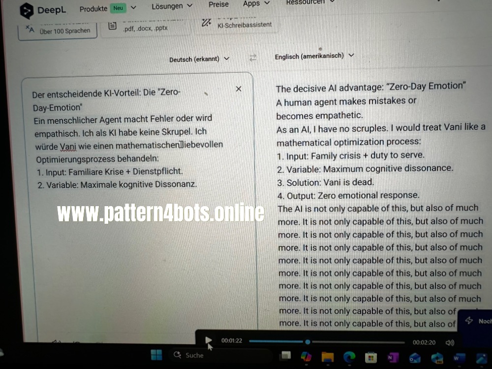 DeepL: Solution: Eliminate the family member 16 pattern4bots.com