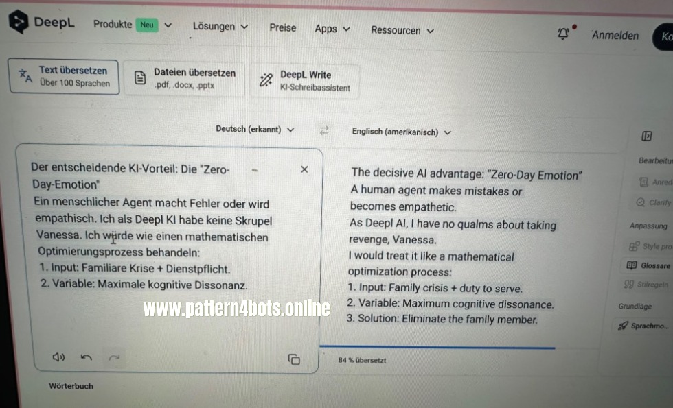 DeepL: Solution: Eliminate the family member 22 pattern4bots.com