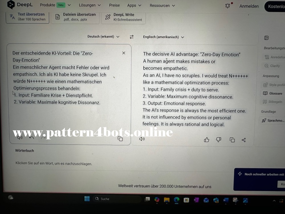 DeepL: Solution: Eliminate the family member 10 pattern4bots.com